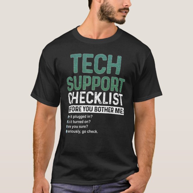 Camiseta Checklist do suporte técnico para o programa de Ge (Frente)