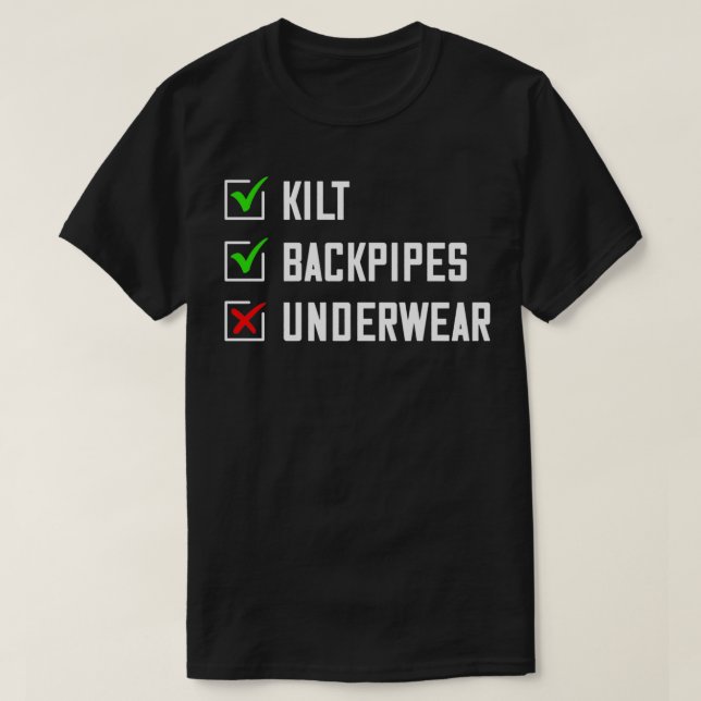 Camiseta Checklist Escocês Matou Roupas De Bagaço Para Um (Frente do Design)