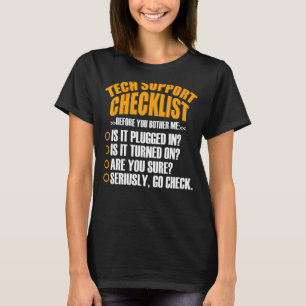 Camiseta Checklist para suporte técnico - Engenheiros de li