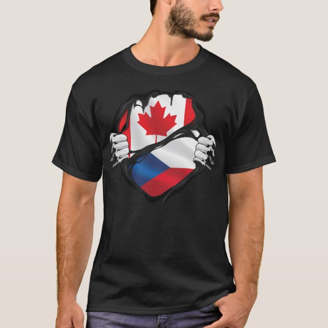 Camiseta Checos - Mãos Canadianas Ripadas Bandeira de Raíze (Frente)