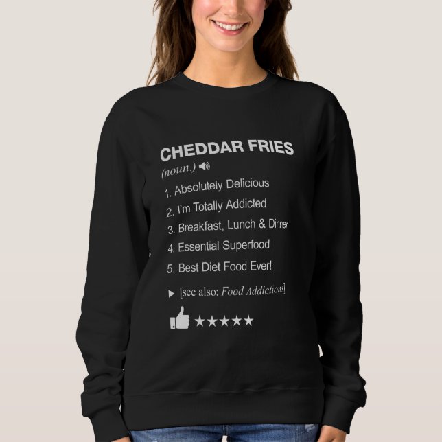 Camiseta Cheddar Fries Definição Significa Engraçada (Frente)