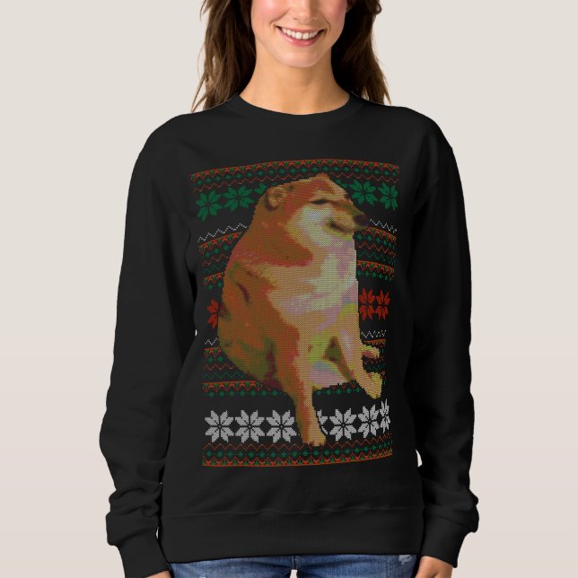 Camiseta Cheems Ugly Christmas Sweater Doge Meme Design (Frente)