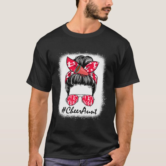Camiseta Cheer Aunt Life Messy Bun Cheerleader Mothers Day  (Frente)