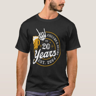 Camiseta Cheer & Beer até 20 anos EST. 2004 20 Birthday P