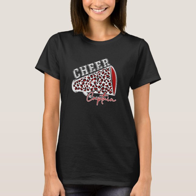Camiseta Cheer CAPTAIN Leopard Cheetah Megaphone Maroon Tre (Frente)