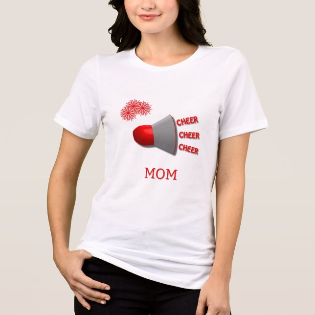 Camiseta Cheer Cheer Cheer MOM Megaphone PomPoms (Frente)
