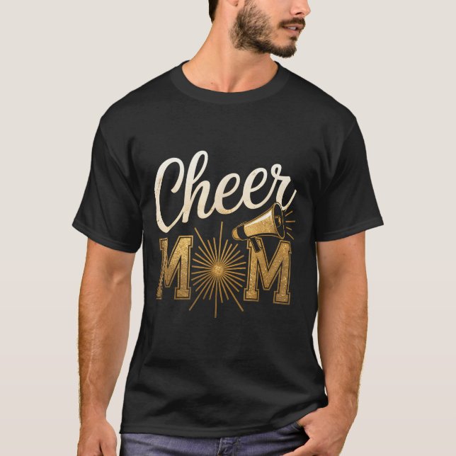 Camiseta Cheer Gold Cheerleader Cheerleading Mom Game Day D (Frente)
