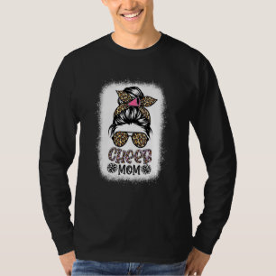 Camiseta Cheer Mãe Leopard Messy Bun Cheerleader Sangrado M