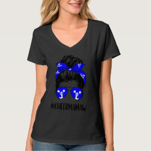 Camiseta Cheer Mamaw Life Messy Bun Hair Mãe Cheerleader