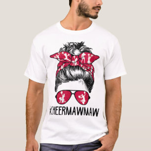 Camiseta Cheer Mawmaw Cheerleader Mawmaw Life Messy Bun Mot