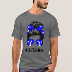 Camiseta Cheer Meme Life Messy Bun Hair Cheerleader Mãe'