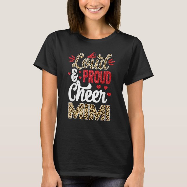 Camiseta Cheer Mimi Biggest Fan Leopard Print And Pom Pom (Frente)