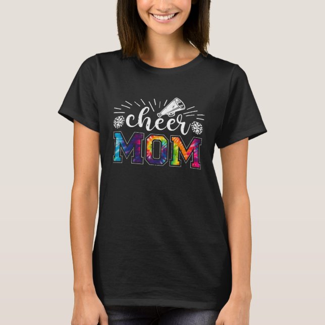 Camiseta Cheer Mom Tie Dye Print Proud Cheerleader Mom Moth (Frente)