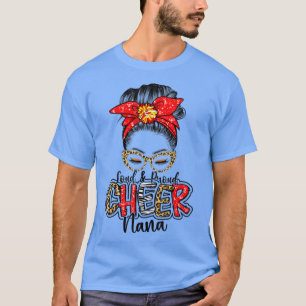Camiseta Cheer Nana Cheerhead Nana Leopard Messy Bun Mot
