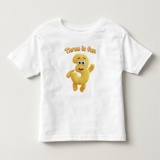 Camiseta Cheerful Cartoon Number 3 | "Three is Fun" (Frente)