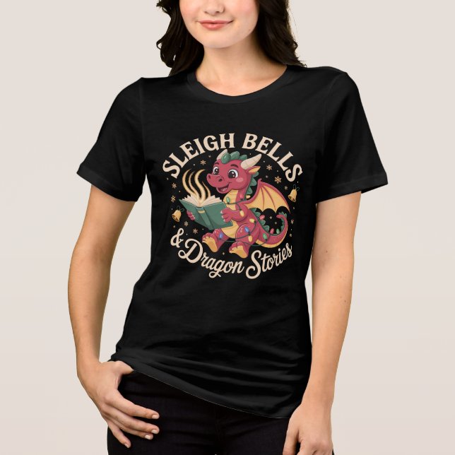 Camiseta Cheerful Dragon Holiday Reading Magic Warmth (Frente)