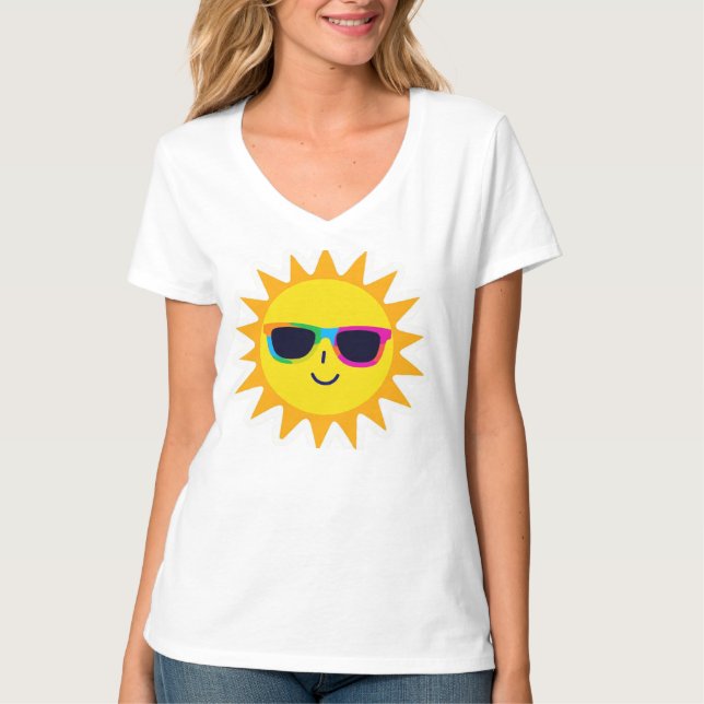 Camiseta Cheerful Sunglass Sun – Vibrações Diverti (Frente)