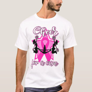 Camiseta Cheerleader de fita cor-de-rosa com Cancer da mama