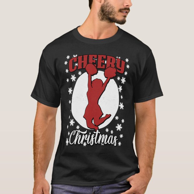 Camiseta Cheerleader girl xmas Christmas cheer coach cheerl (Frente)