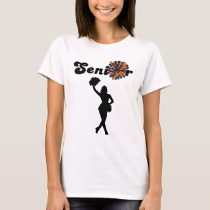 Camiseta Cheerleader Senior de Dupla Face Azul e Laranja