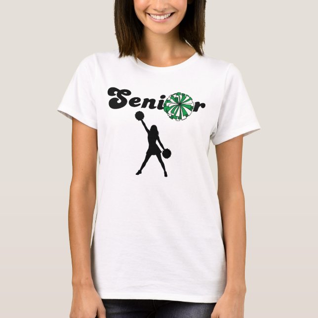 Camiseta Cheerleader Veterana de Dupla Face Verde e Branco (Frente)