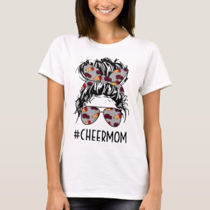 Camiseta Cheerman Cheer Mãe Cheerleader Mãe Mensagem Bun Mo