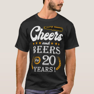Camiseta Cheers And Beers To 20 Years Old Cool 20th Birthda
