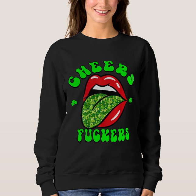 Camiseta Cheers F ckers St Patricks Day Lips Beer Drinking  (Frente)