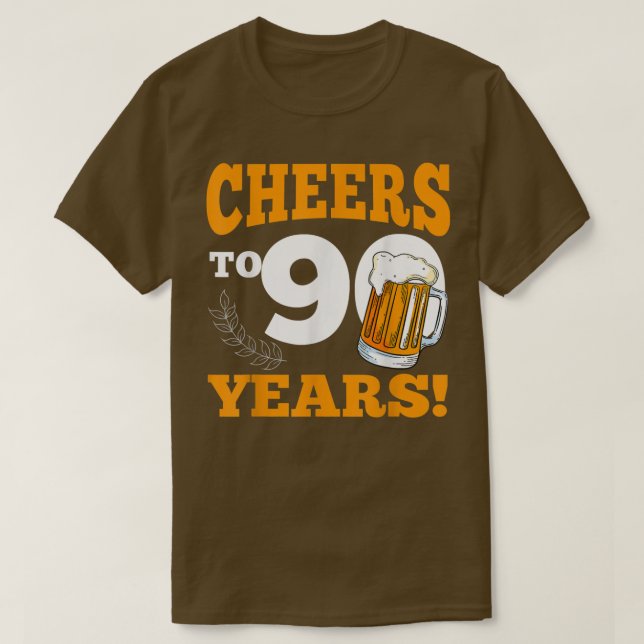 Camiseta Cheers To 90 Year Drinking Beer Funny Birthday Par (Frente do Design)