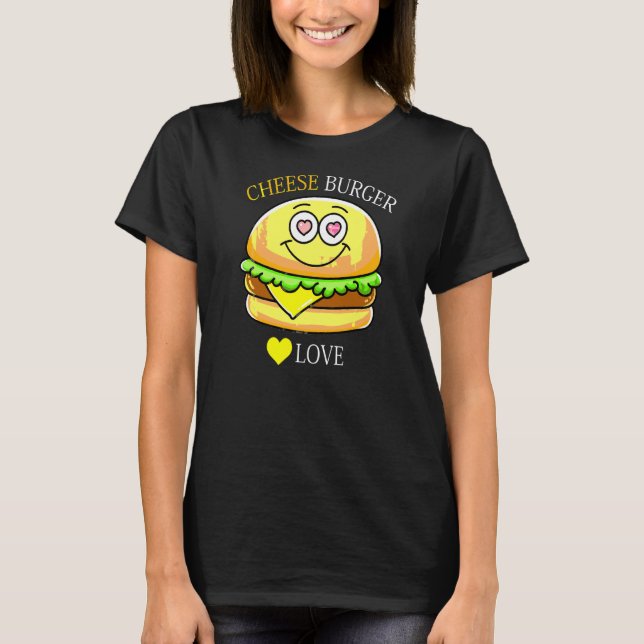 Camiseta Cheeseburger French Fry & Hamburger Comida Heart (Frente)