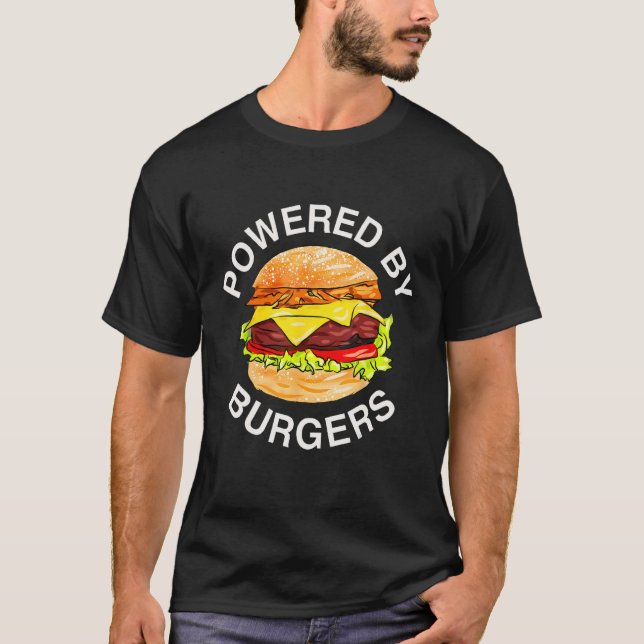 Camiseta Cheeseburger Hamburger  Powered by Burgers  Fast F (Frente)