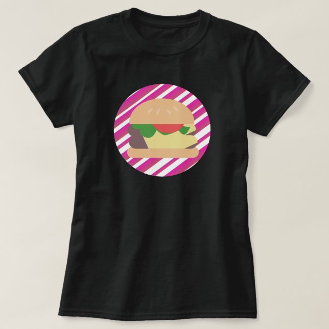 Camiseta Cheeseburger Listras Rosa Ombre (Frente do Design)