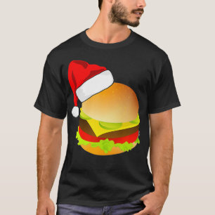 Camiseta Cheeseburgers Hamburger Santa Hat Matando Natal