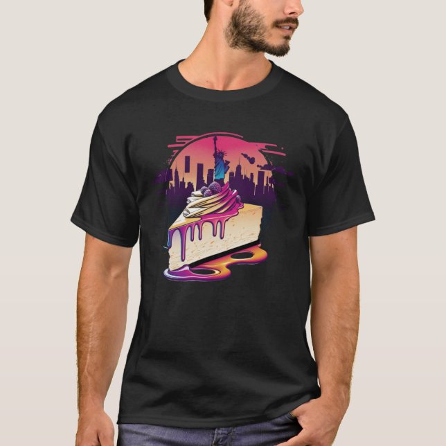 Camiseta Cheesecake Estilo Nova York Synthwave 80s Retrowav (Frente)