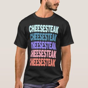 Camiseta Cheesesteak de Texto Repetido Moderno