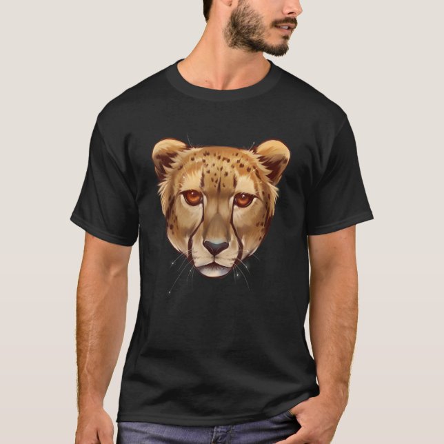 Camiseta Cheetah Animal Face África Gato de Zoólogo Gato Gr (Frente)