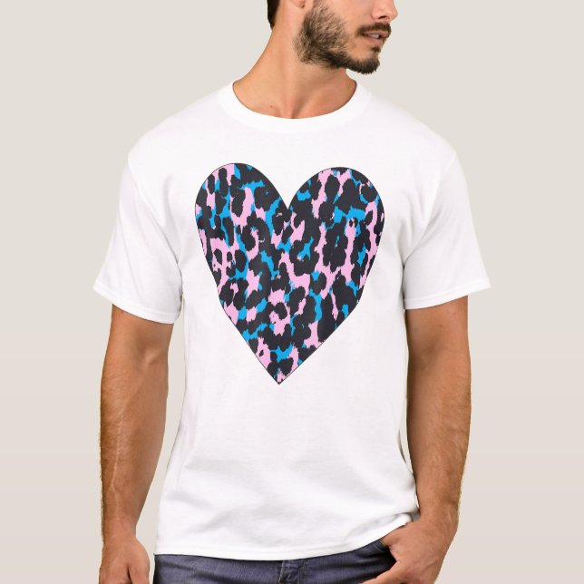 Camiseta Cheetah Heart Leopard Imprime Magic Love Symbol Bl (Frente)