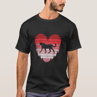 Camiseta Cheetah Heart Love Valentines Day Vintage Retro Su