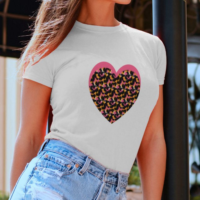 Camiseta Cheetah Heart Pink Black (Criador carregado)