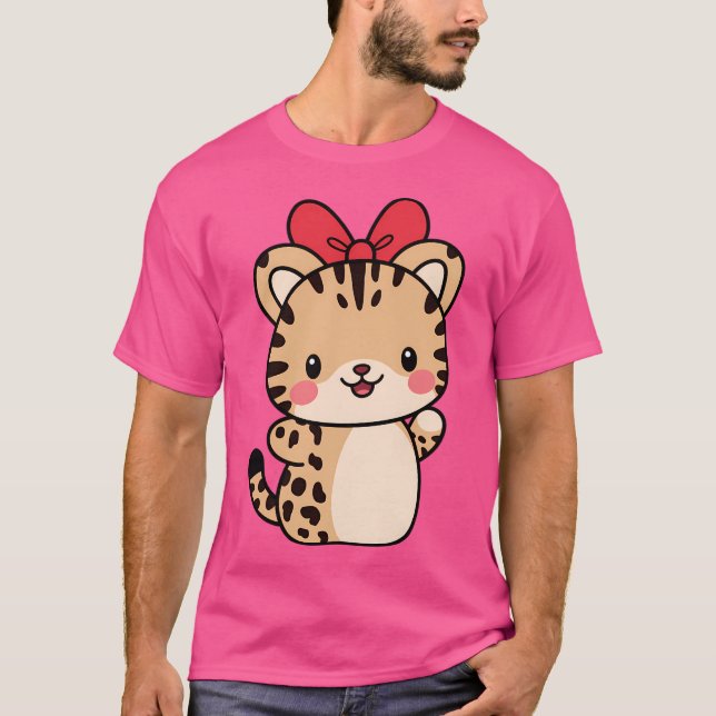 Camiseta Cheetah Kawaii Ribbon Zoo Day Trip Boys Meninas Cr (Frente)