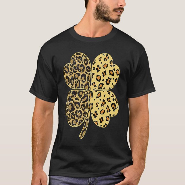 Camiseta Cheetah Leopard Print Shamrock St Patricks Day Luc (Frente)