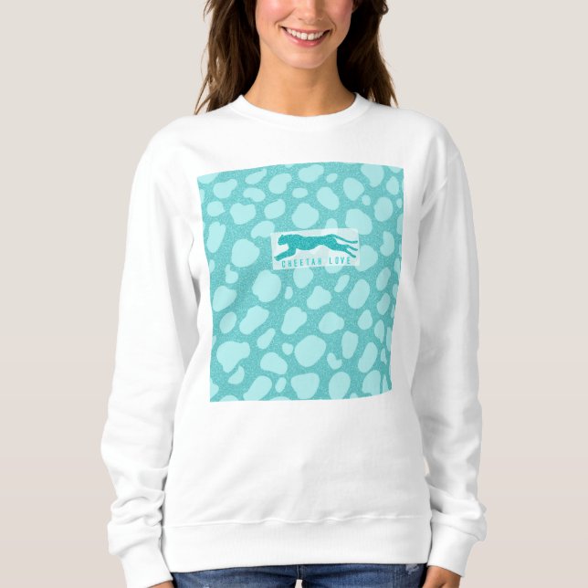 Camiseta Cheetah Love - Turquoise Glitters Simulada (Frente)