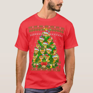 Camiseta Cheetah Xmas Lighting Tree Papais noeis Cheetah Ug