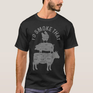 Camiseta Chef Açougueiro BBQ Id Smokehat Porco Boi Engraçad
