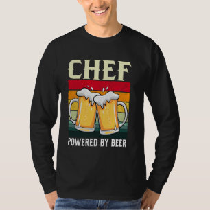 Camiseta Chef Alimentado Por Beer Funny Cook Grill Kitchen