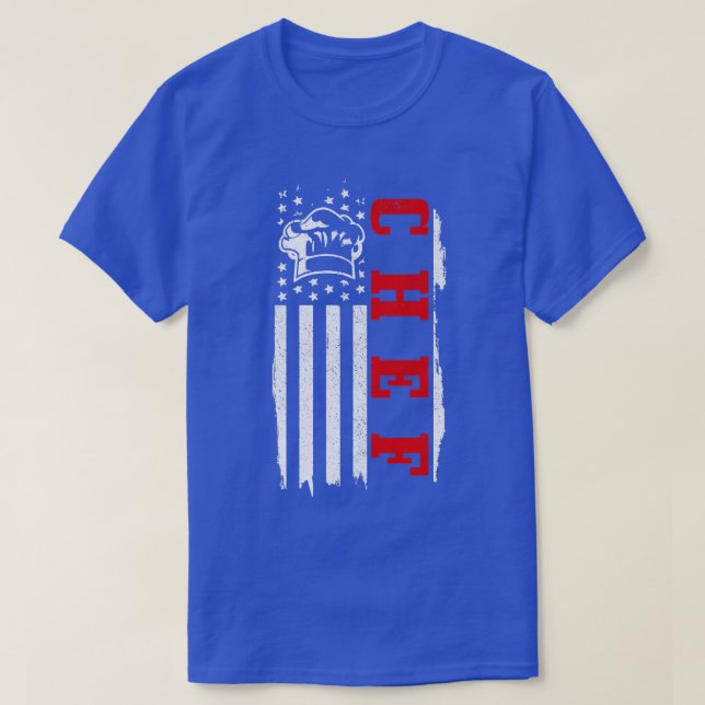 Camiseta Chef American Flag Patriotic Cook Cooking BBQ Gril (Frente do Design)