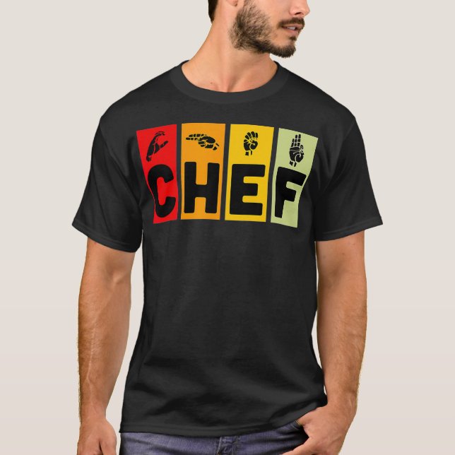 Camiseta Chef ASL - Linguagem de Sinais Culinária Chef Form (Frente)