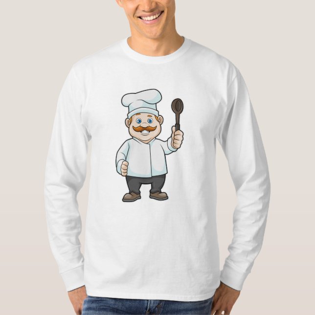 Camiseta Chef com chapéu e colher de sopa de chef (Frente)