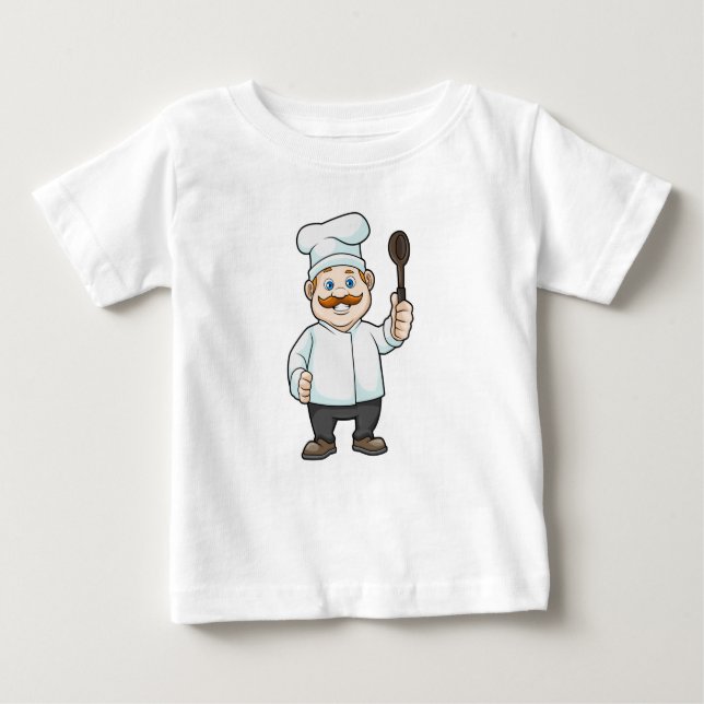 Camiseta Chef com chapéu e colher de sopa de chef (Frente)