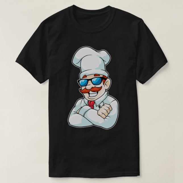 Camiseta Chef com Chefs que tem óculos escuros engraçados (Frente do Design)